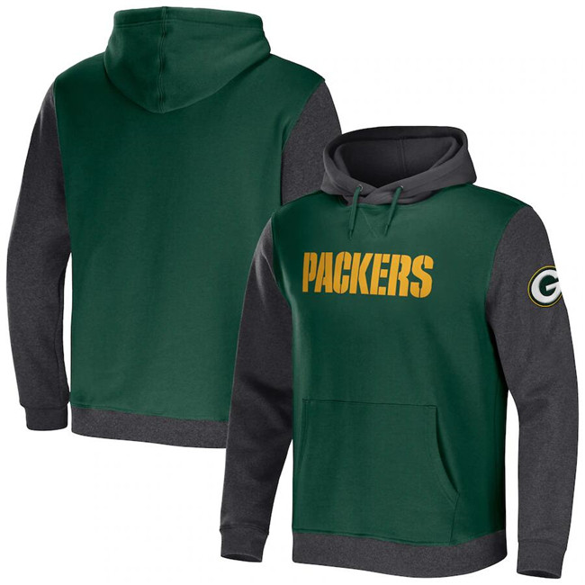 Men's Green Bay Packers x Darius Rucker Collection Green/Heather Charcoal Colorblock Pullover Hoodie Men's Green Bay Packers x Darius Rucker Collection Green/Heather Charcoal Colorblock Pullover Hoodie